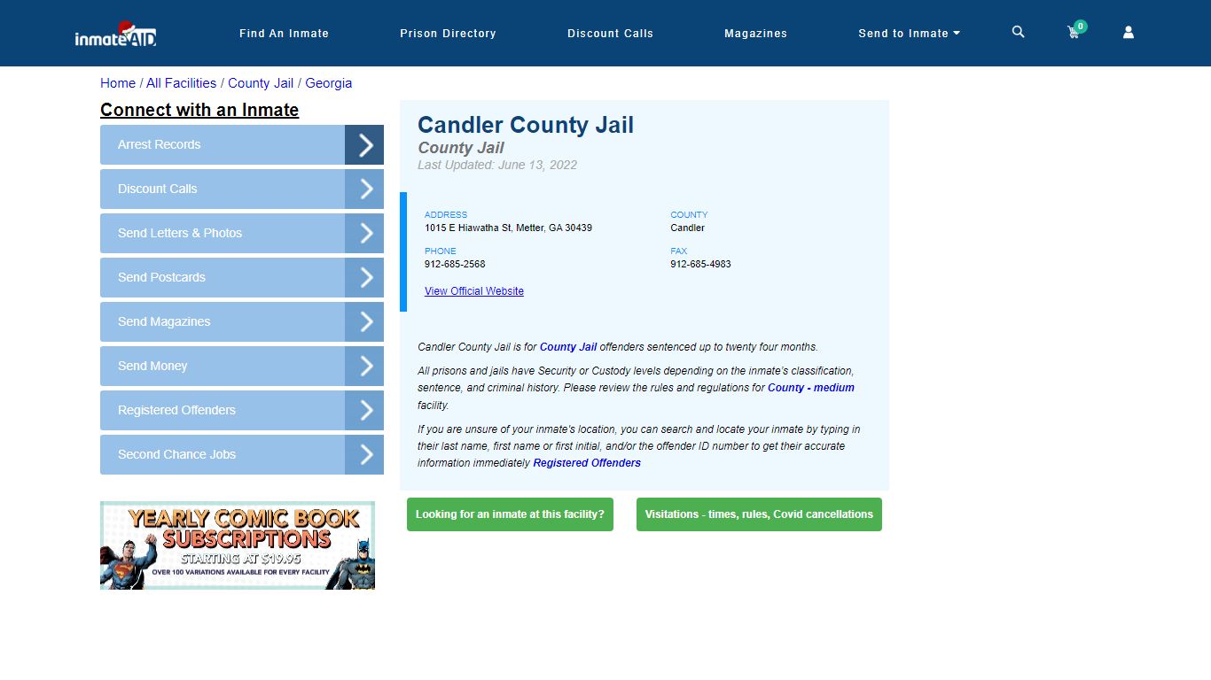 Candler County Jail - Inmate Locator - Metter, GA