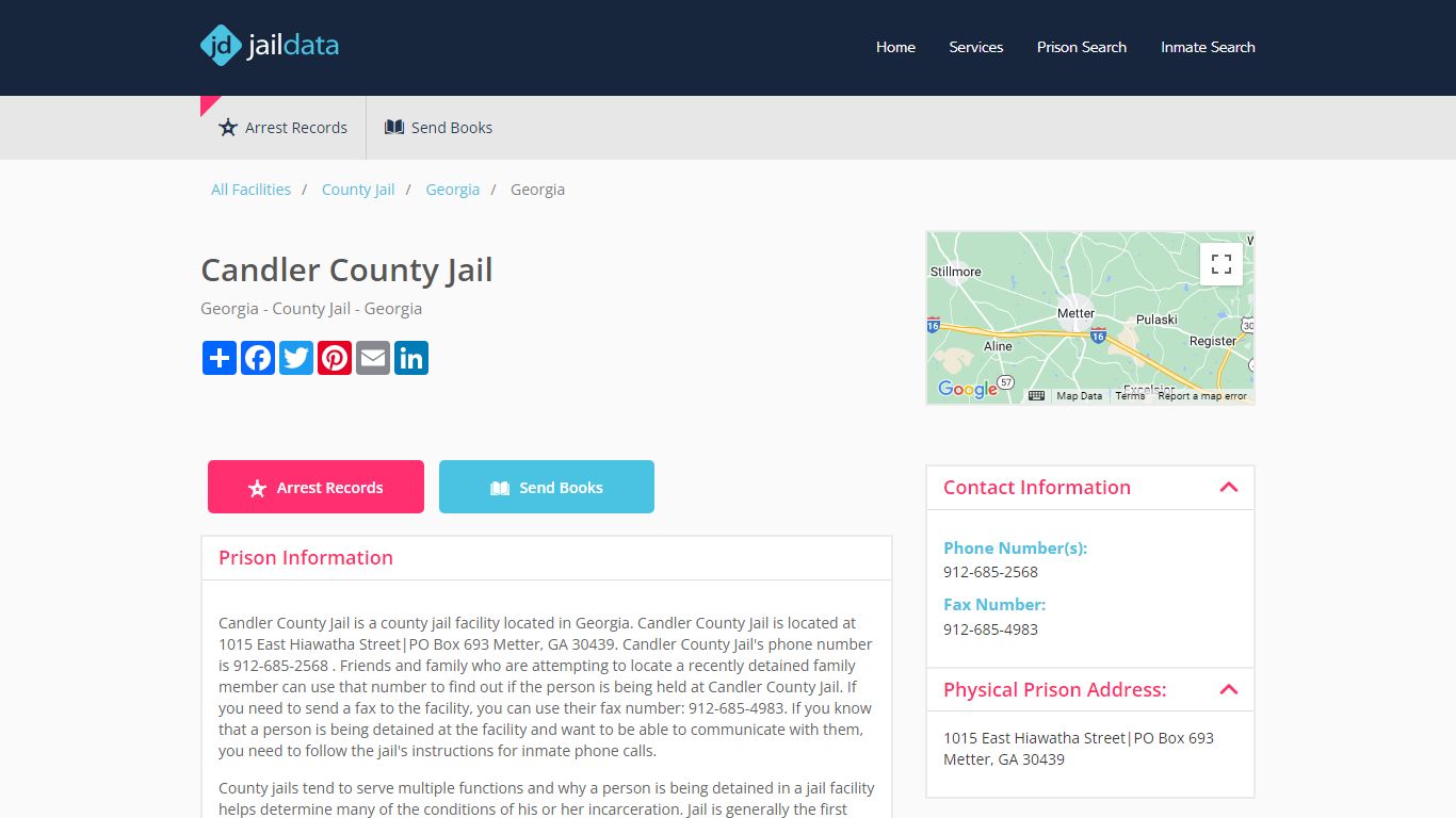 Candler County Jail Inmate Search and Prisoner Info - Metter, GA